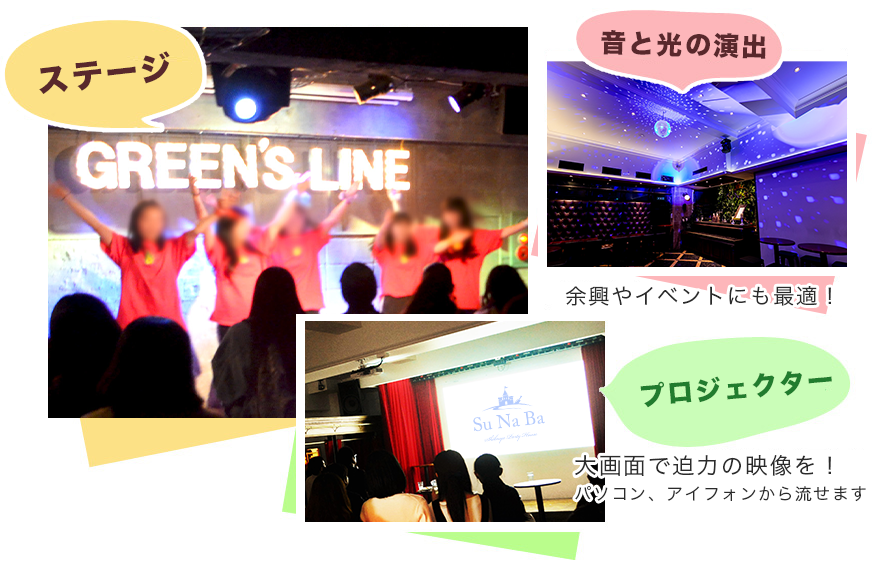 貸切料金+半ビュッフェ+照明演出=2980円